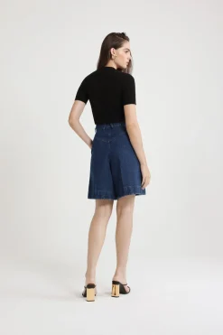 Patou logo jacquard cropped knit top in Merino wool blend