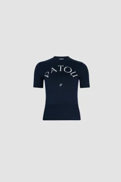 Patou logo jacquard knit top in cotton blend