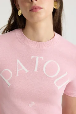 Patou logo jacquard knit top in cotton blend