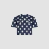 Patou logo split back t-shirt in printed organic cotton