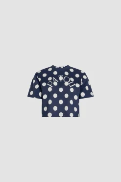 Patou logo split back t-shirt in printed organic cotton