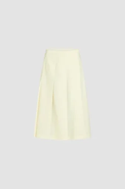 Pleated midi skirt in sustainable technical wool twill