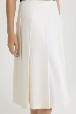 Pleated midi skirt in sustainable technical wool twill