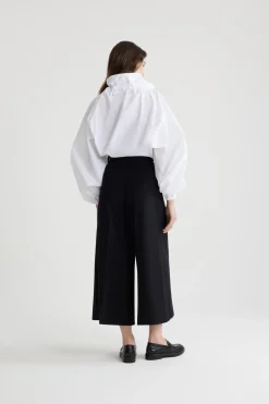 Puff sleeve poplin top
