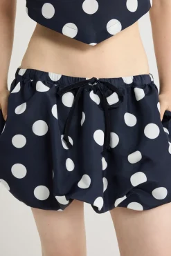 Puffy mini skirt in printed recycled ottoman faille