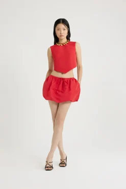 Puffy mini skirt in recycled ottoman faille