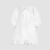 Ruffle hem dress in recycled faille