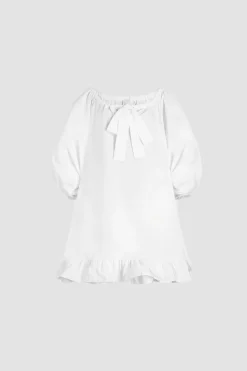 Ruffle hem dress in recycled faille