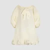 Ruffle hem dress in recycled faille