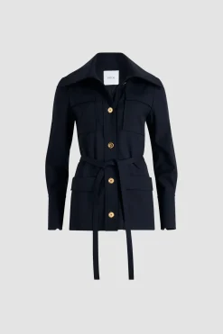 Safari jacket in sustainable technical wool twill