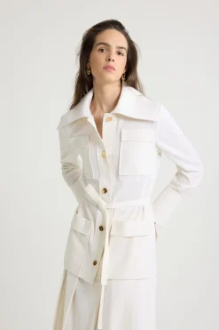 Safari jacket in sustainable technical wool twill