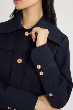 Safari jacket in sustainable technical wool twill