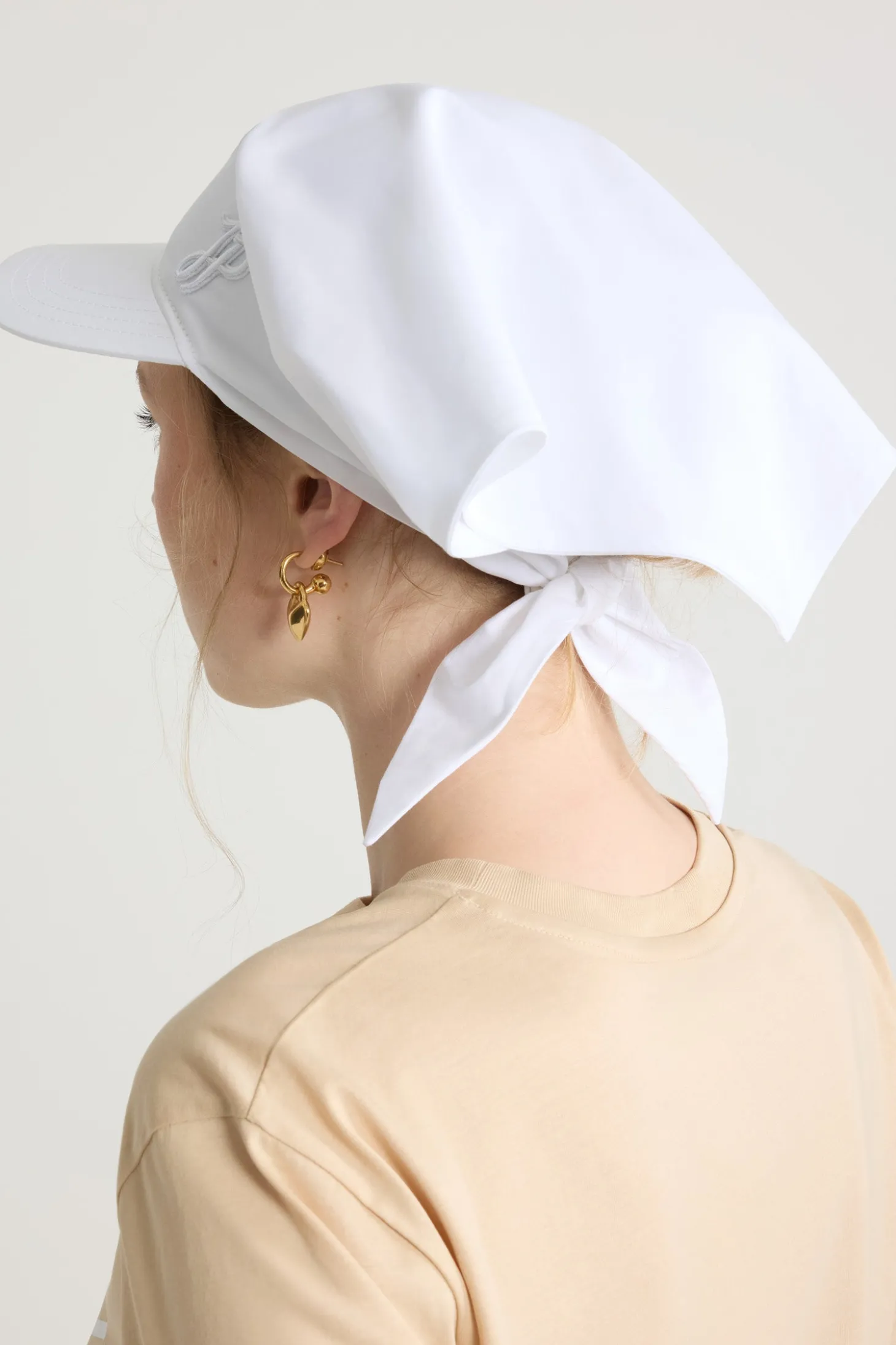 Scarf cap in organic cotton poplin