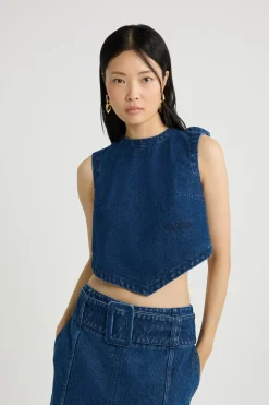 Scarf top in cotton denim
