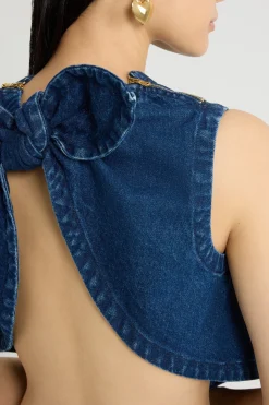 Scarf top in cotton denim