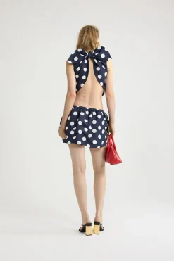 Scarf top in printed recycled ottoman faille