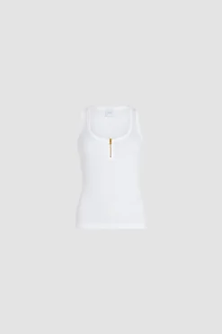 Scoop neck tank in ribbed organic cotton blend