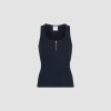 Scoop neck tank in ribbed organic cotton blend