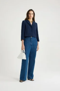 Short tailored jacket in lightweight organic cotton tweed