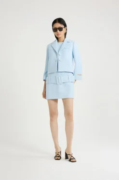 Short tailored jacket in lightweight organic cotton tweed