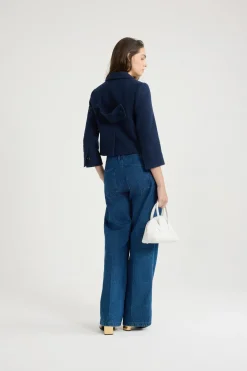 Short tailored jacket in lightweight organic cotton tweed