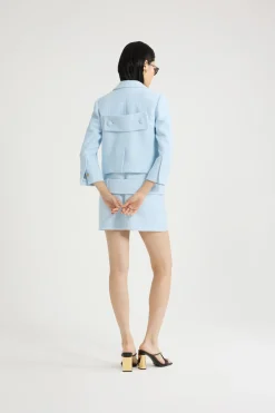 Short tailored jacket in lightweight organic cotton tweed