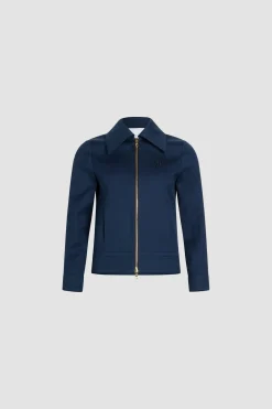 Short zipped jacket in organic cotton twill