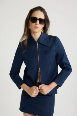 Short zipped jacket in organic cotton twill