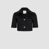 Short-sleeved cropped jacket in organic cotton gabardine