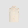 Sleeveless jacket in cotton denim