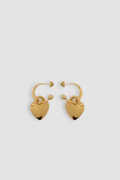 Small heart hoop earrings in gold-plated brass