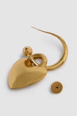 Small heart hoop earrings in gold-plated brass
