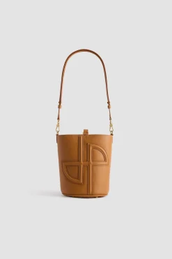Small JP bucket bag in leather and canvas