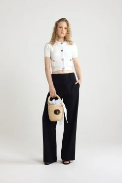 Straight leg trousers in sustainable technical wool twill