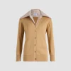 Trompe l'œil poplin collar cardigan in cotton