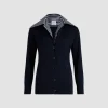 Trompe l'œil poplin collar cardigan in cotton