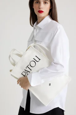 Vertical Patou tote in cotton canvas