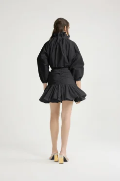 Volume sleeve mini dress in recycled faille