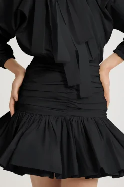 Volume sleeve mini dress in recycled faille