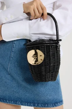 Wicker bucket bag