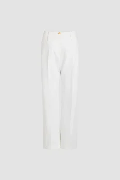 Wide waistband trousers in organic cotton gabardine