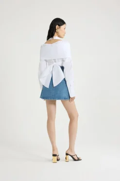 Wrap blouse in organic cotton poplin