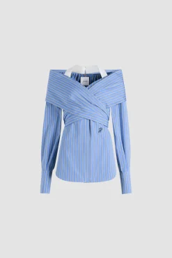 Wrap blouse in printed organic cotton poplin