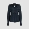 Wrap blouse in recycled faille