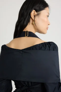 Wrap blouse in recycled faille